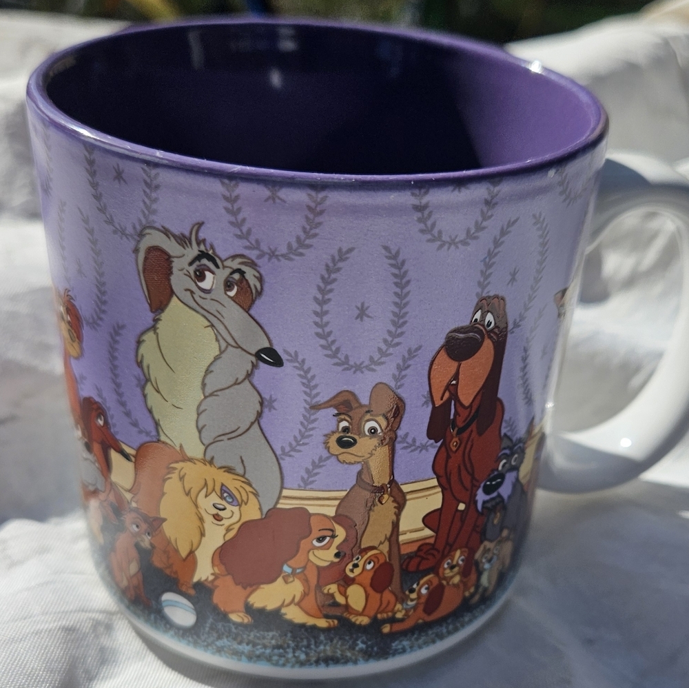 VTG‼ Disney Purple & White Lady and the Tramp 12oz. Coffee‎ Mug Cup Japan